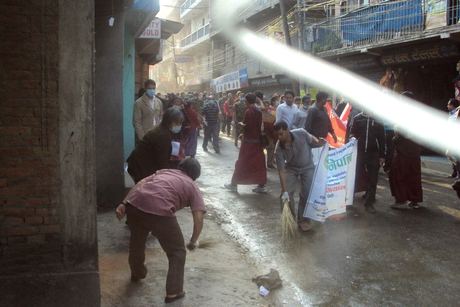 New Vision Nepal volunteers on the cleanliness drive, Kathmandu
